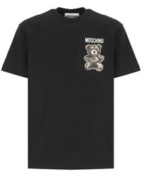 Moschino - Schwarzes t-shirt mit teddybärendruck - Lyst