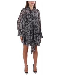 Michael Kors - Metallic Paisley Georgette Jurk Met Strik - Lyst