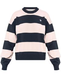 Coperni - Truien & Vesten ,Roze ,Gestreept T-Shirt Met Ronde Hals - Lyst