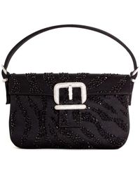Gedebe - Schwarze Satin Kristall Clutch Tasche - Lyst