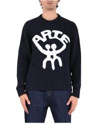 Arte' - Truien & Vesten ,Blauw ,Katoen Geborduurde Katoenen Sweater All Together - Lyst