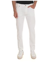 HUGO - Jeans ,Wit ,Denim 5-Pocket Denim Jeans Met Leren Passante - Lyst