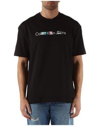Calvin Klein - T-shirt aus baumwolle mit geprägtem logo - Lyst