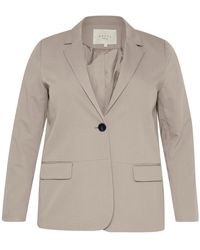 Kaffe - Jassen ,Grijs ,Leer Olifantenhuid Melange Blazer - Lyst