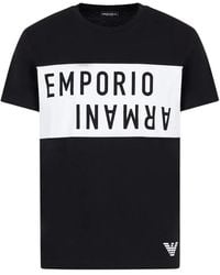 Emporio Armani - Schwarzes logo t-shirt 100% baumwolle - Lyst