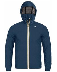 K-Way - Jassen ,Blauw ,Polyester Ripstop Jas Voor Mannen - Lyst