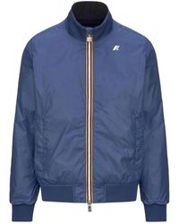 K-Way - Jassen ,Blauw ,Nylon Omkeerbaar Bomberjack - Lyst