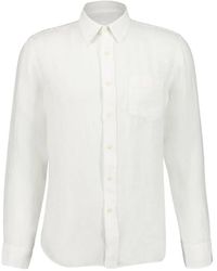 120% Lino - Wit Linnen Overhemd Met Lange Mouwen - Lyst