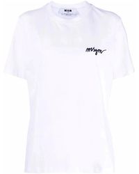 MSGM - Tops ,Wit ,Katoen Witte T-Shirt Voor Vrouwen - Lyst