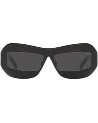 Prada - Sonnenbrille mit unregelmäßiger form in schwarz mit dunkelgrauen gläsern - Lyst