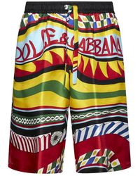 Dolce & Gabbana - Carreto-print seiden-bermuda-shorts - Lyst