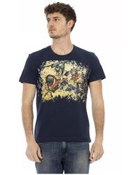 Trussardi - Blaues baumwoll-t-shirt mit frontdruck - Lyst