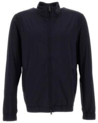 Herno - Jassen ,Blauw ,Stand Collar Zip Jacket - Lyst