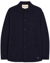 Valentino - Truien & Vesten ,Blauw ,Wol Vlogo Signature Wol Cardigan - Lyst