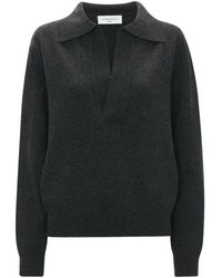 Victoria Beckham - Truien & Vesten ,Grijs ,Wol Genevieve Polo Collar Jumper - Lyst