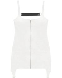 Courreges - Kleedjes ,Wit ,Katoen Mini-Jurk Met Vinyl Bandjes - Lyst