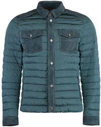 Moorer - Jassen ,Blauw ,Nylon Nylon En Leren Gewatteerde Jas - Lyst