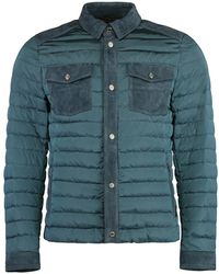 Moorer - Jassen ,Blauw ,Nylon Nylon En Leren Gewatteerde Jas - Lyst