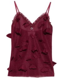 Coperni - Tops ,Rood ,Rode V-Hals Top Met Appliqué Detailing - Lyst