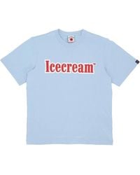 ICECREAM - Tops ,Blauw ,Katoen Blauwe Logo Tee Met Puff Print - Lyst