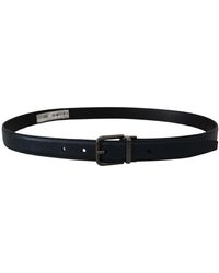 Dolce & Gabbana - Blauer leder vintage gürtel mit silberner metallschnalle - Lyst