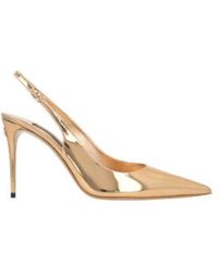 Dolce & Gabbana - Slingback con tacco dorato e dettaglio in metallo - Lyst