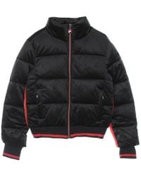 Fila - Jassen ,Zwart ,Polyester Zwarte Cropped Puff Jack Met Hoge Kraag - Lyst