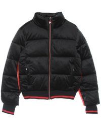 Fila - Jassen ,Zwart ,Polyester Zwarte Cropped Puff Jack Met Hoge Kraag - Lyst
