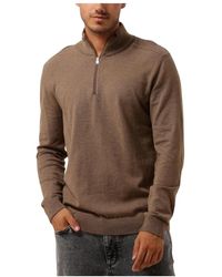 SELECTED - Truien & Vesten ,Bruin Half Zip Cardigan Bruin - Lyst