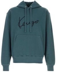 KENZO - Hoodies & Sweatvesten ,Groen ,Katoen Signature Geborduurd Hoodie - Lyst
