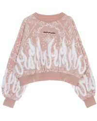 Vision Of Super - Hoodies & Sweatvesten ,Roze ,Katoen Bandana Print Crop Hoodie Sweatshirt - Lyst