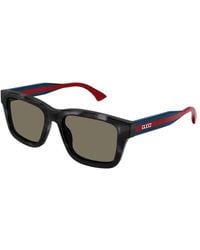 Gucci - Accessoires ,Zwart ,Vierkante Zonnebril Met Webdetail - Lyst