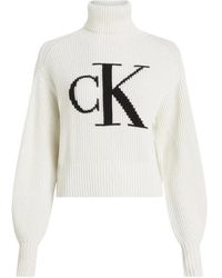 Calvin Klein - Maglioncino con logo e collo alto - Lyst