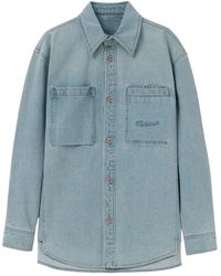 WOOYOUNGMI - Overhemden ,Blauw ,Denim Flower Back Logo Denim Shirt - Lyst
