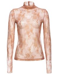 Pinko - Tops ,Traminer Maglia Pizzo Strech Laminato - Lyst
