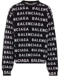 Balenciaga - Sweatshirts hoodies,schwarzer wollmischung logo pullover - Lyst