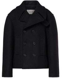 Saint Laurent - Jassen ,Zwart ,Wol Oversized Peacoat - Lyst