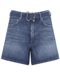 Sportmax - Korte Broeken ,Blauw ,Katoen Jeans Met Lage Taille - Lyst