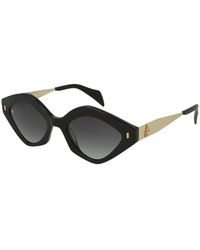 John Richmond - Zwarte Zonnebril Met Gouden Pootjes - Lyst