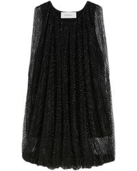 Sportmax - Tops ,Zwart ,Polyester Mesh Top Met Kristallen - Lyst