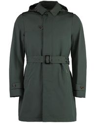 Moorer - Hooded Katoenen Trenchcoat Met Riem - Lyst