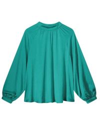 Summum - Bluse Mit Seidenoptik Und Offizierskragen - Lyst