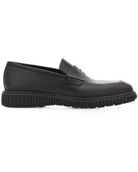 Ferragamo - Schoenen ,Zwart ,Leer Loafer Met Ronde Neus - Lyst