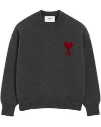 Ami Paris - Ami De Coeur Wollen Trui Met Ronde Hals - Lyst