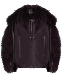 Manokhi - Jassen ,Bruin ,Leer Bruine Jade Bomber Leren Jas - Lyst