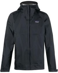 Patagonia - Jassen ,Zwart ,Zwarte Waterdichte Jas Met Logopatch - Lyst