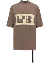 Rick Owens - Graues crew-neck t-shirt mit logo-band - Lyst