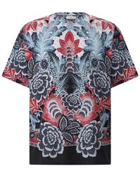 Etro - Tops ,Veelkleurig ,Katoen T-Shirt Met Paisley-Patroon - Lyst