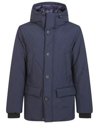 Woolrich - Jassen ,Blauw ,Polyester Blauwe Cloud Parka Jas - Lyst