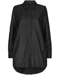 Notyz - Zwarte Oversized Leren Shirt Met Zwarte Accents - Lyst